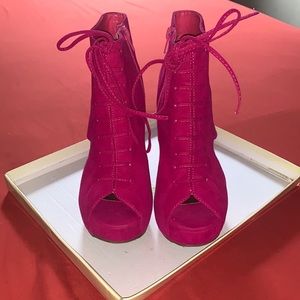 Hot pink wedge heels